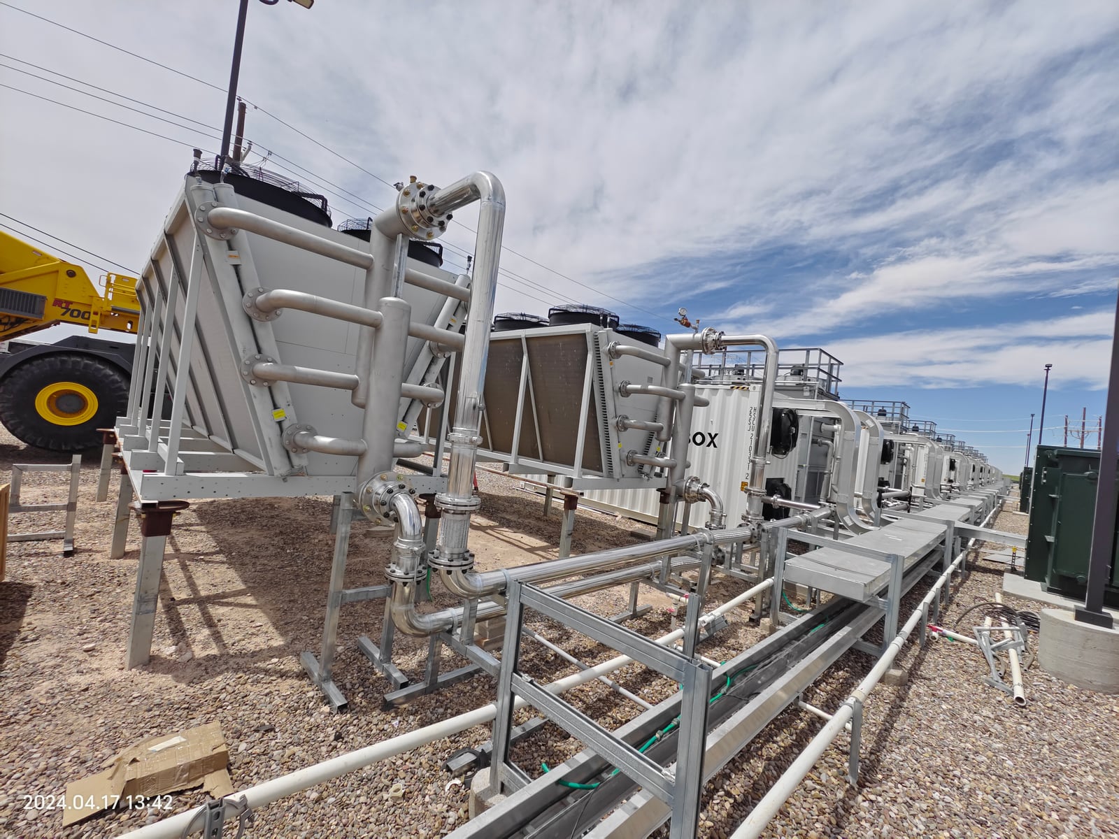 Cooling equipment and mechanical piping installed at a data center site