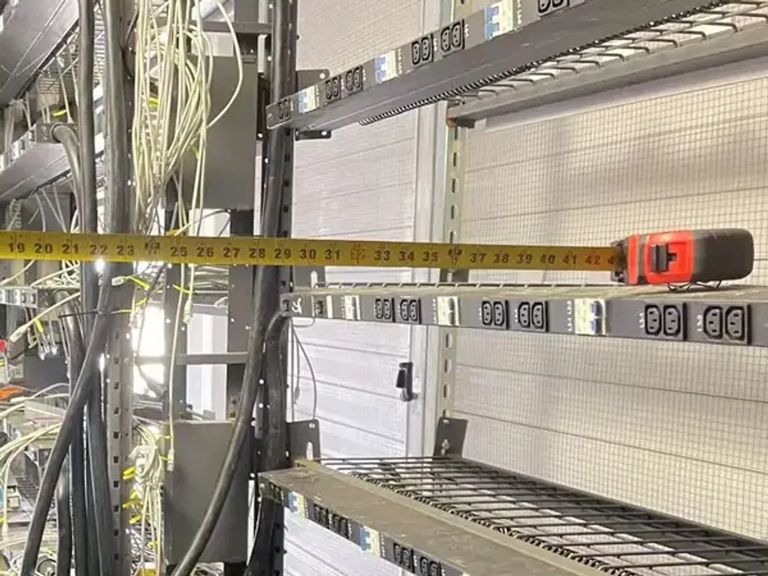 Rack measurement used to record equipment clearance and field condition