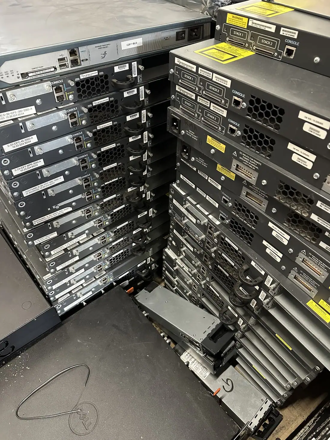Rack equipment staging used for project communication and owner updates