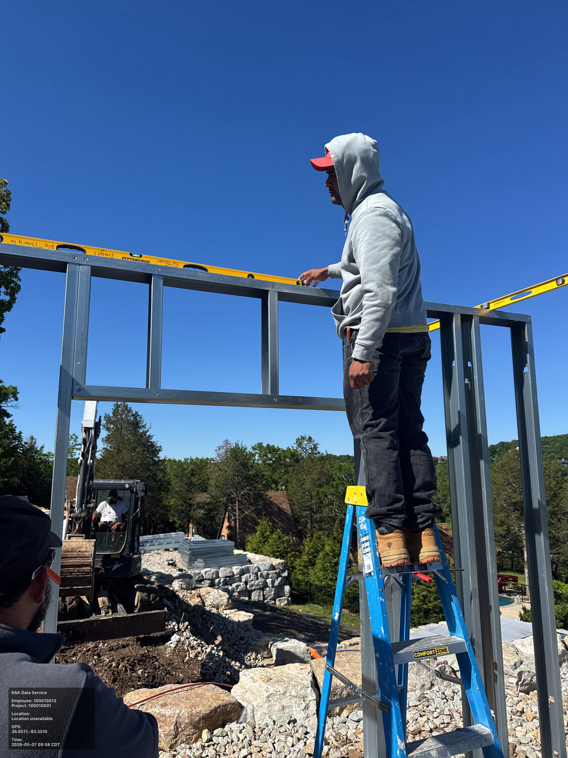 Residential steel wall layout during installation