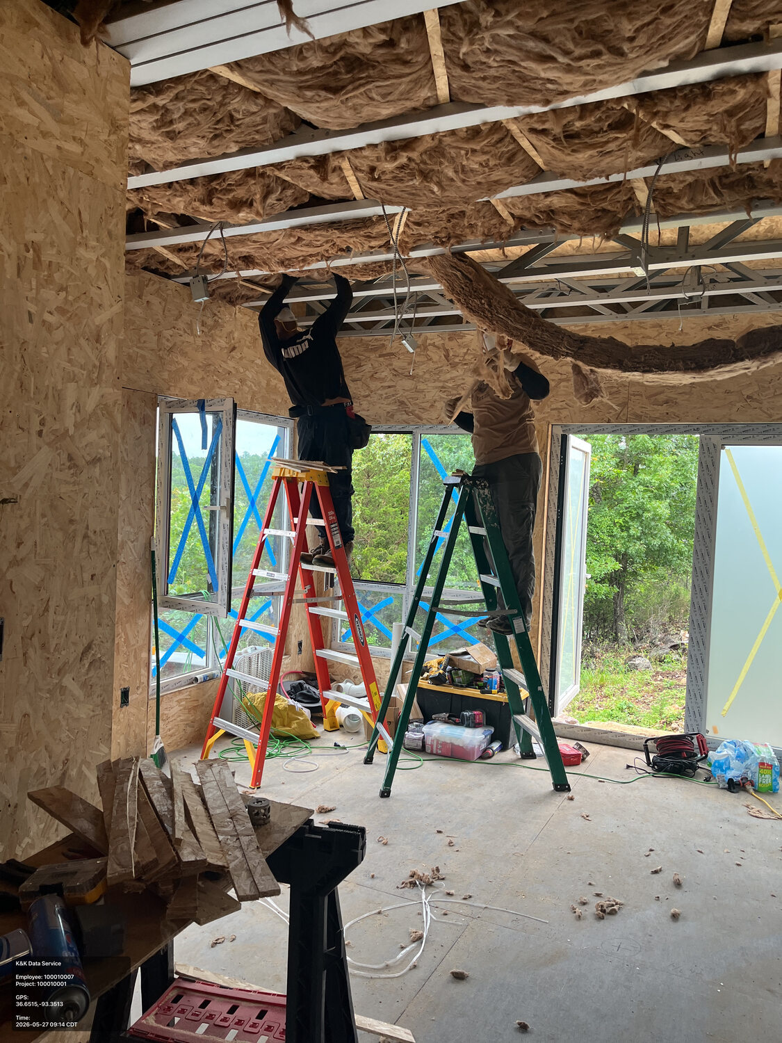 Insulation and interior assembly installed around the steel frame